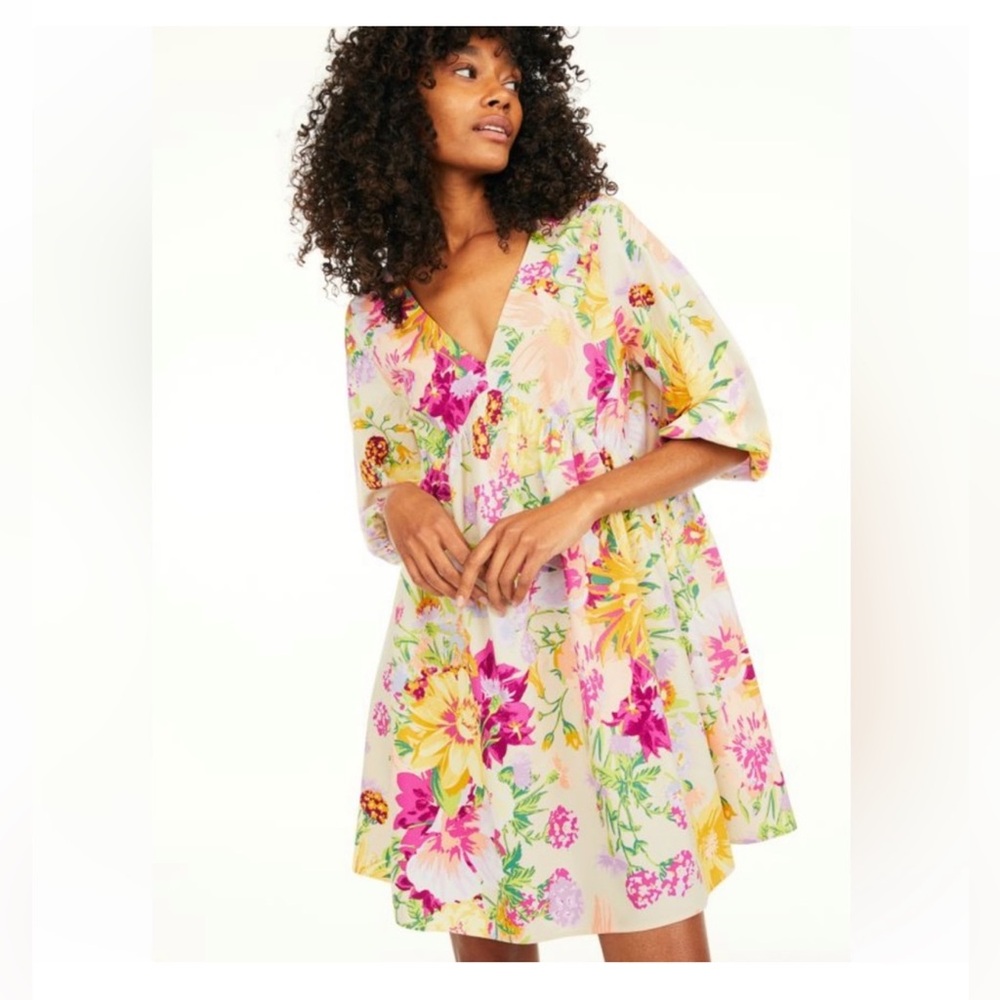 H&M Floral Mini Dress - Pink, Yellow, Green